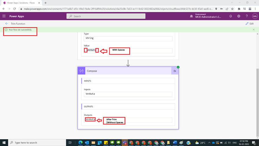 Usage of Trim Function in Power Automate